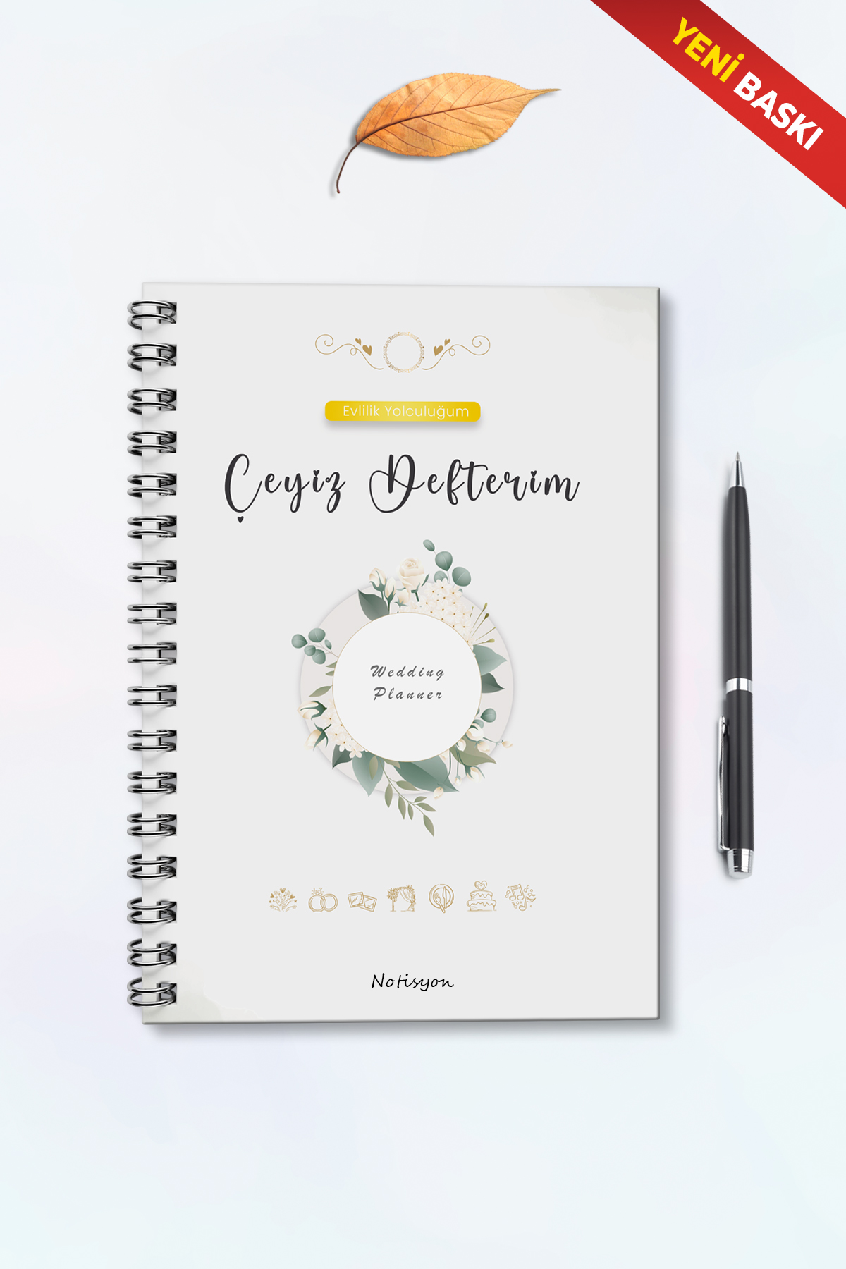 Çeyiz Defteri, Düğün Planlayıcı, Çeyiz Listesi, Çeyiz, Söz, Nişan, Kına, Balayı, Spiralli, 44 Sayfa, Beyaz
